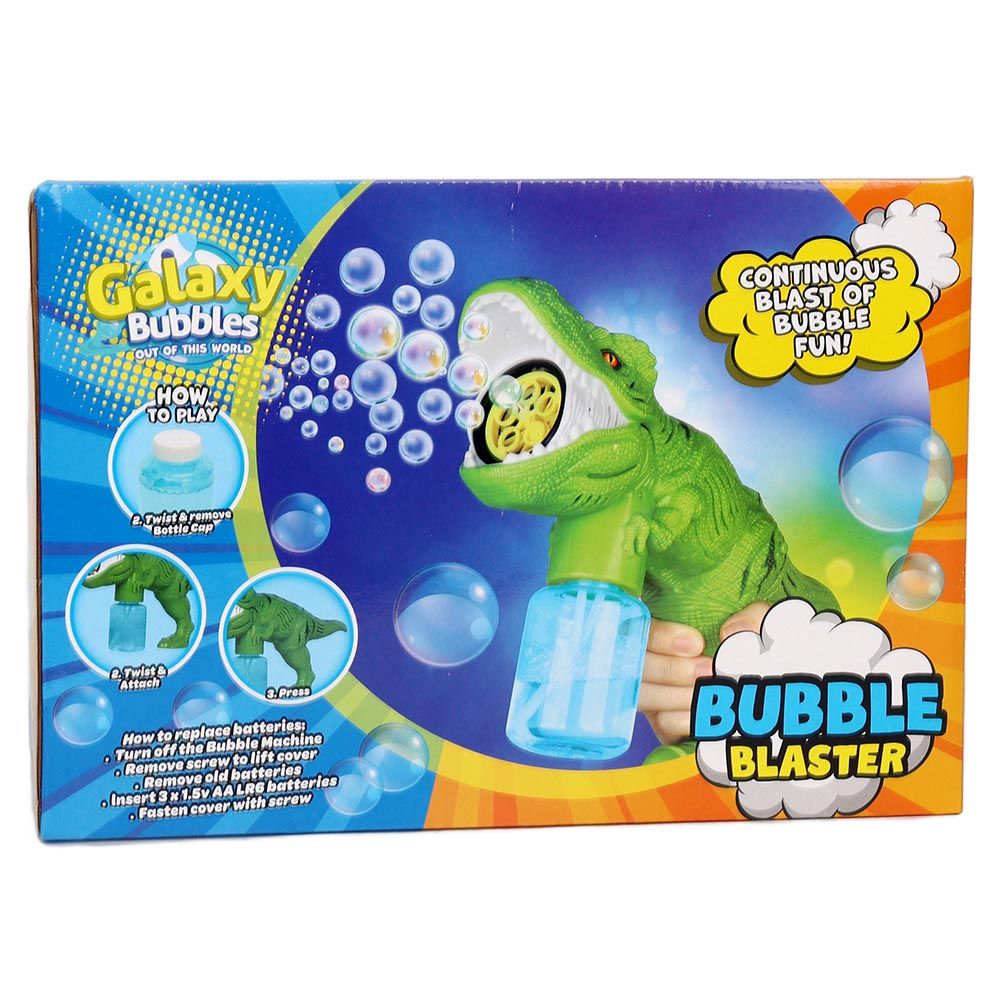 Galaxy Bubbles - T Rex Bubble Machine With 5 Blower And 130ml Bubble Solution 1pc - Color May Vary