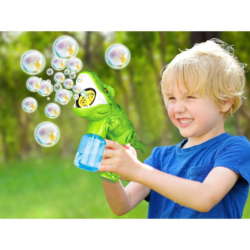 Galaxy Bubbles - T Rex Bubble Machine With 5 Blower And 130ml Bubble Solution 1pc - Color May Vary