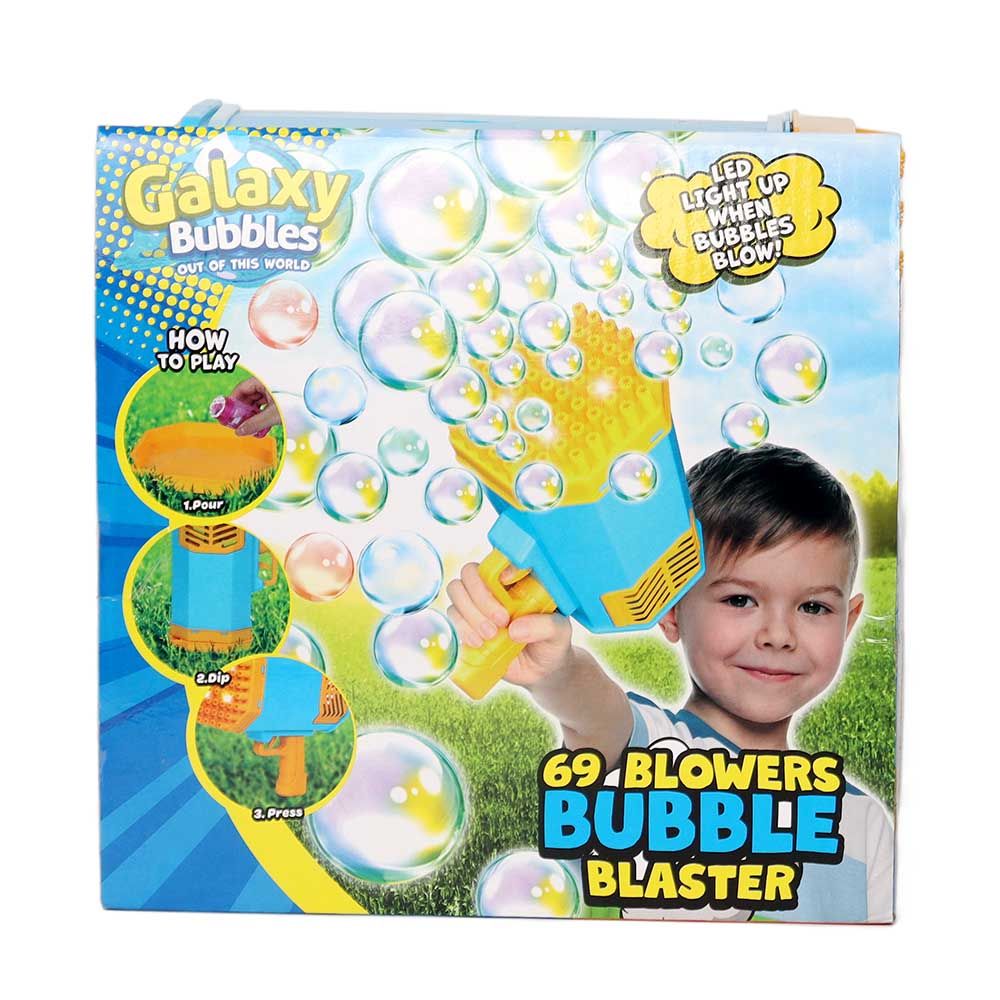 Galaxy Bubbles - 69 Blower Bubble Blaster With 2x50ml Bubble Solution