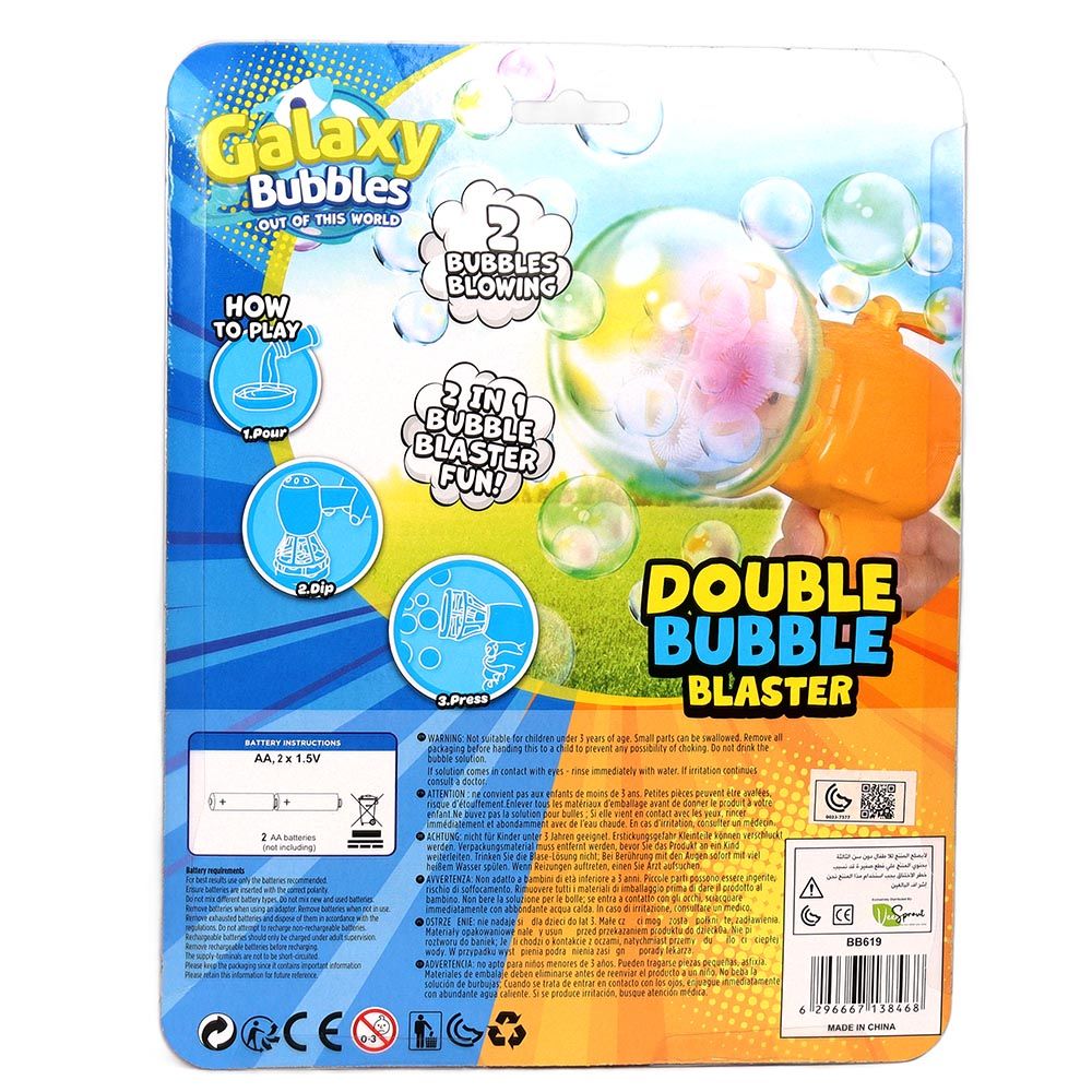 Galaxy Bubbles - 2-In-1 Bubble Shooter With 2x50ml Bubble Solution 1pc - Color May Vary