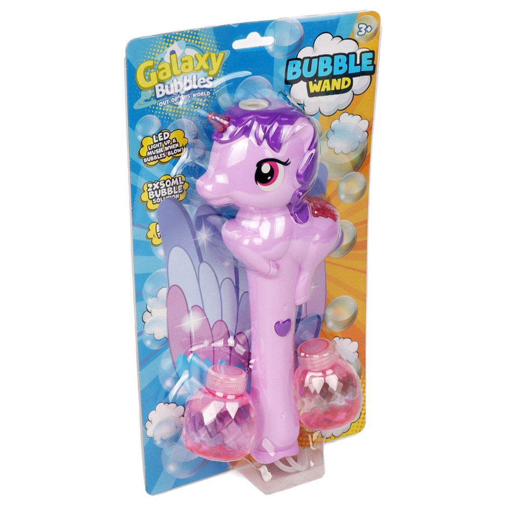 Galaxy Bubbles - Unicorn Bubble Machine With 2x50ml Bubble Solution 1pc - Color May Vary