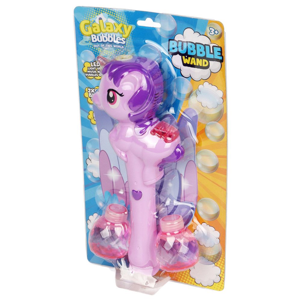 Galaxy Bubbles - Unicorn Bubble Machine With 2x50ml Bubble Solution 1pc - Color May Vary