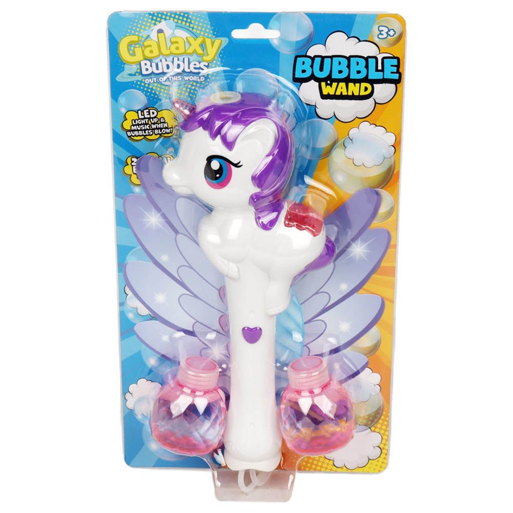 Galaxy Bubbles - Unicorn Bubble Machine With 2x50ml Bubble Solution 1pc - Color May Vary