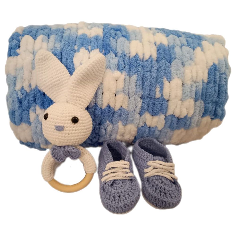 Pikkaboo - HeavenlyHugs Mr. Rabbit Crochet Teether, Booties, & Blanket Set