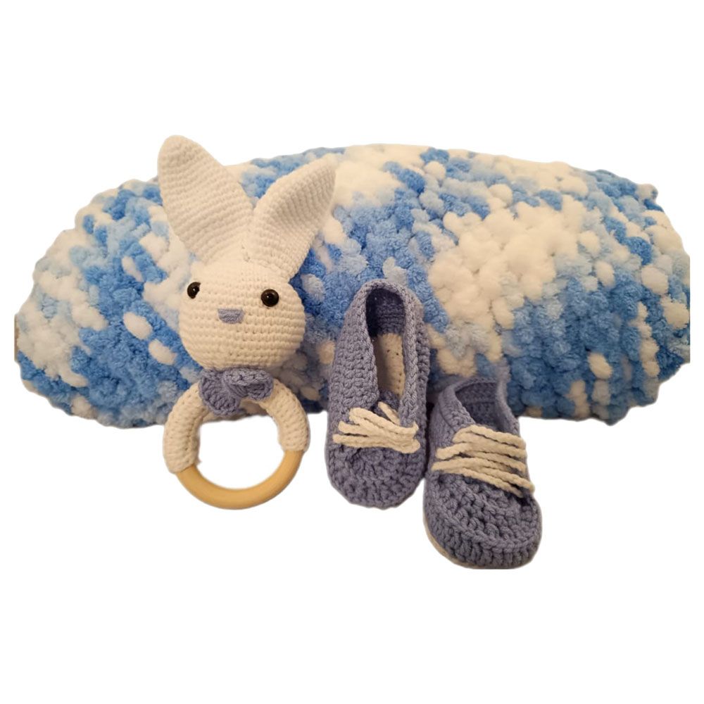 Pikkaboo - HeavenlyHugs Mr. Rabbit Crochet Teether, Booties, & Blanket Set