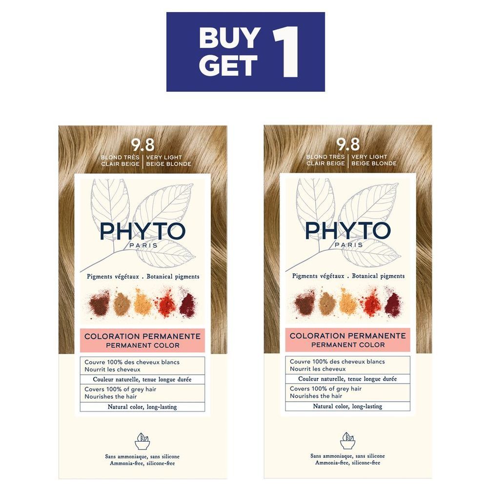 Phyto - Bogo Hair Color 9.8 - Light Golden Blonde - 2pcs