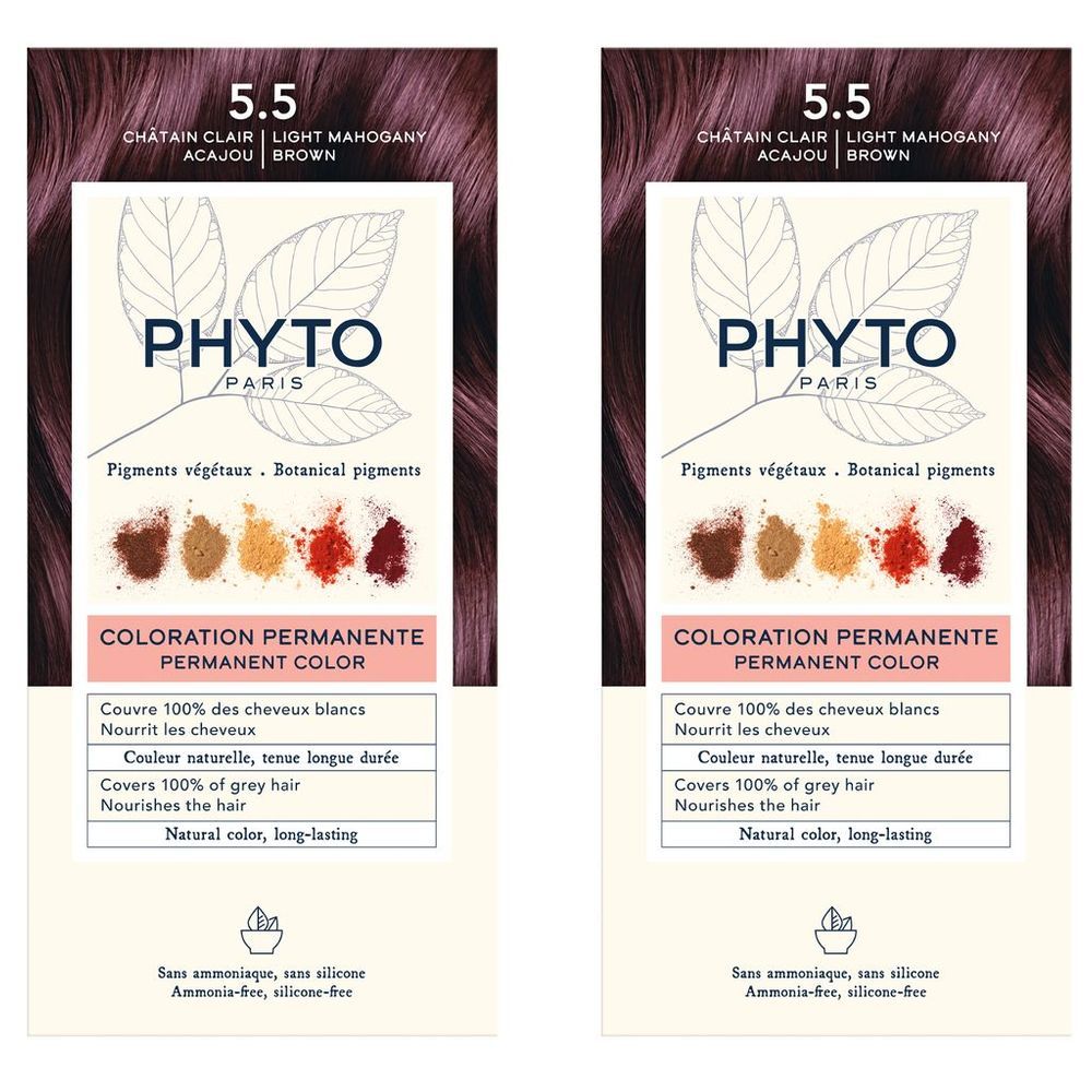 Phyto - Bogo Hair Color 5.5 - Light Mahgony Brown - 2pcs