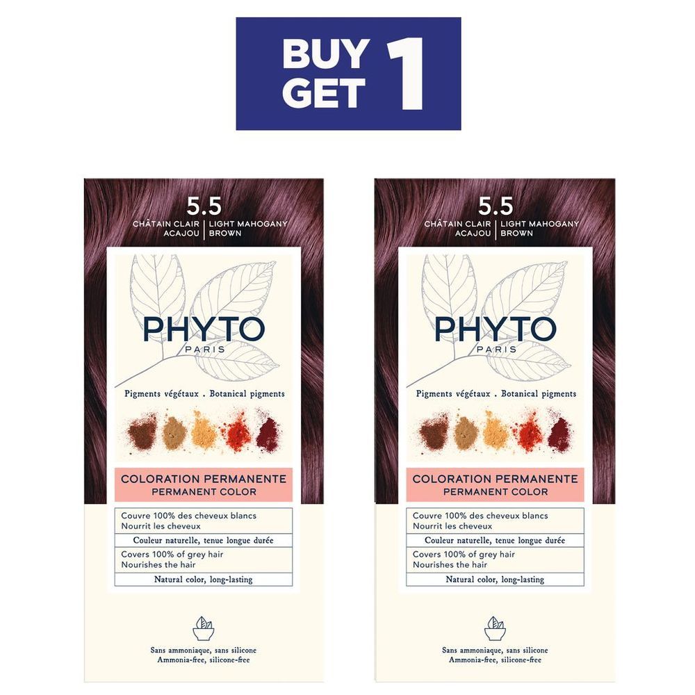 Phyto - Bogo Hair Color 5.5 - Light Mahgony Brown - 2pcs