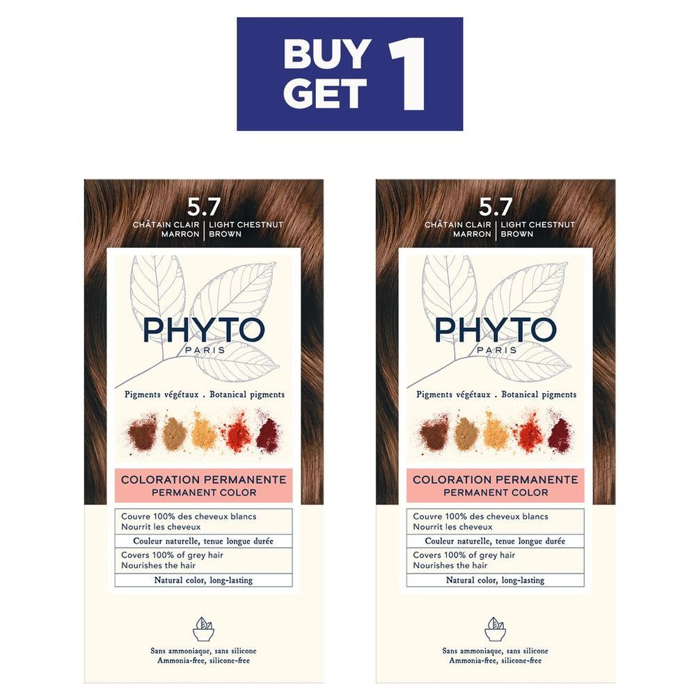 Phyto - Bogo Hair Color 5.7 - Light Chestnut Brown - 2pcs