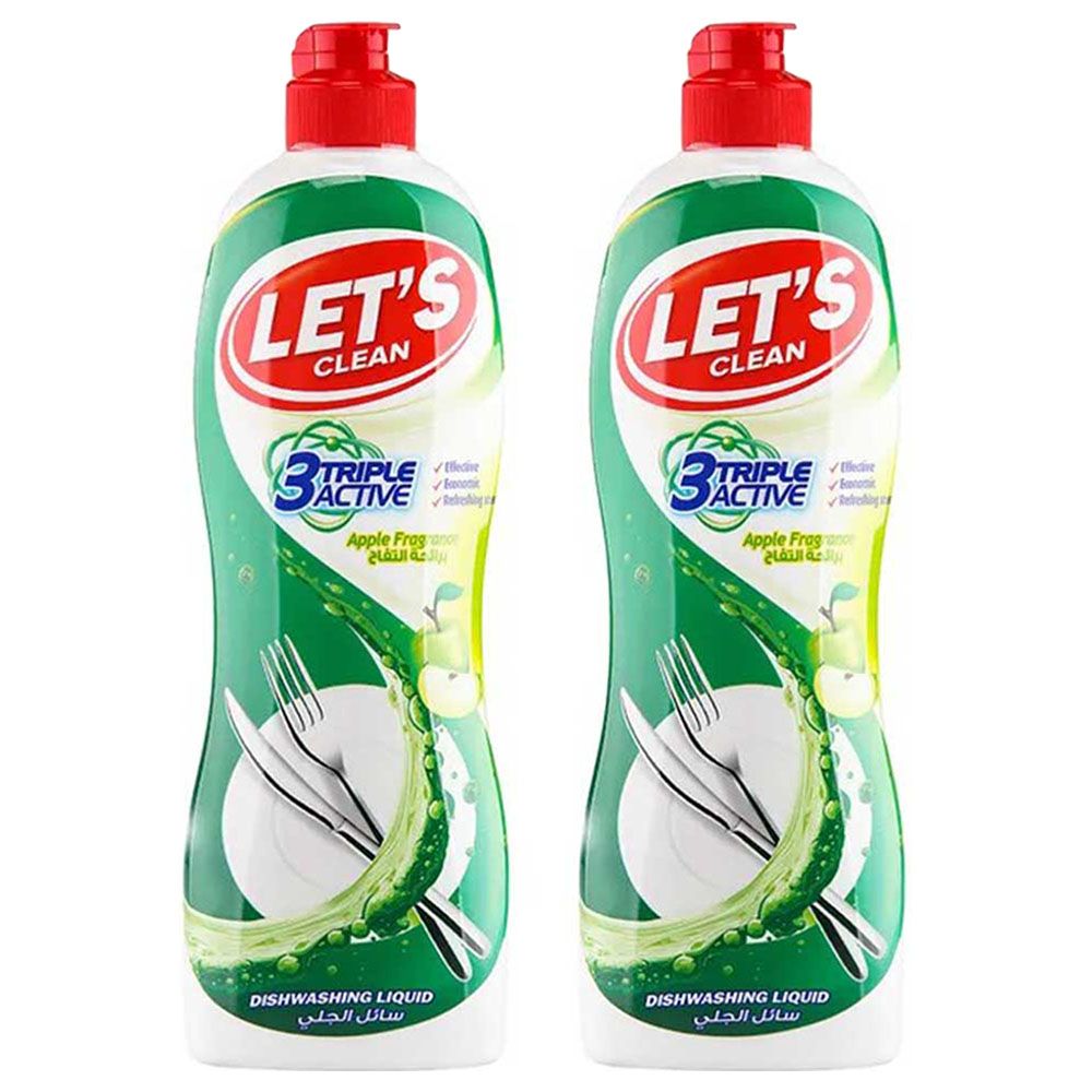 Let's Clean - Dishwashing Liquid - Apple - 500 ml - Pack of 2