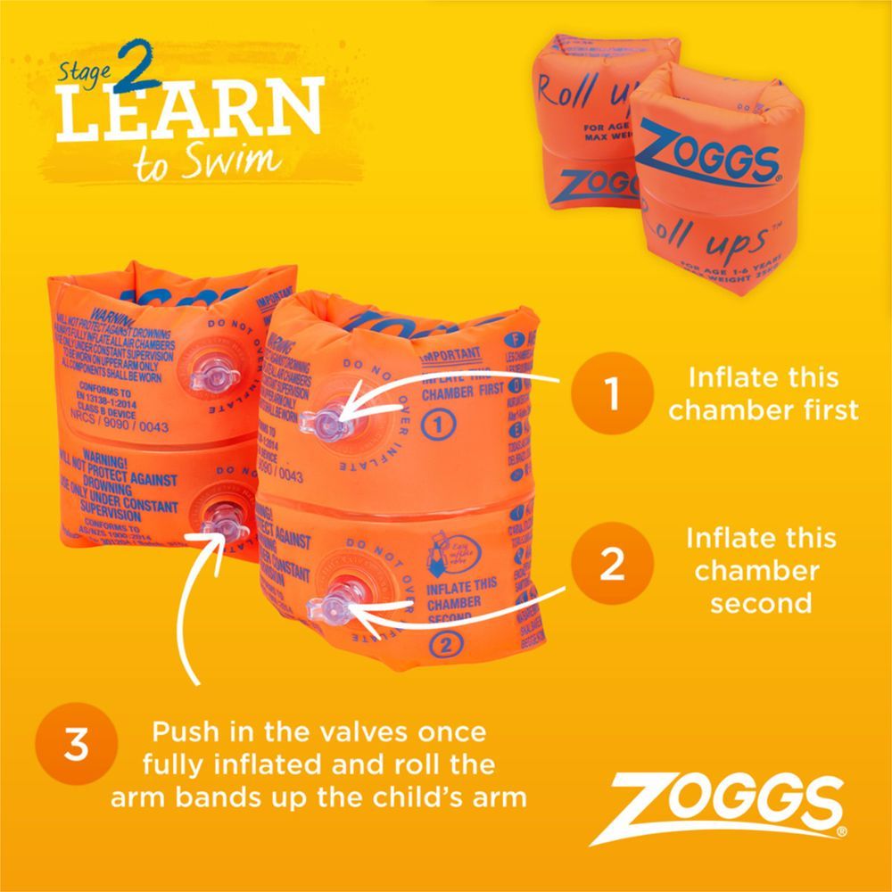 Zoggs - Rolls Up Swimming Float Armbands - 1-6Y - Orange