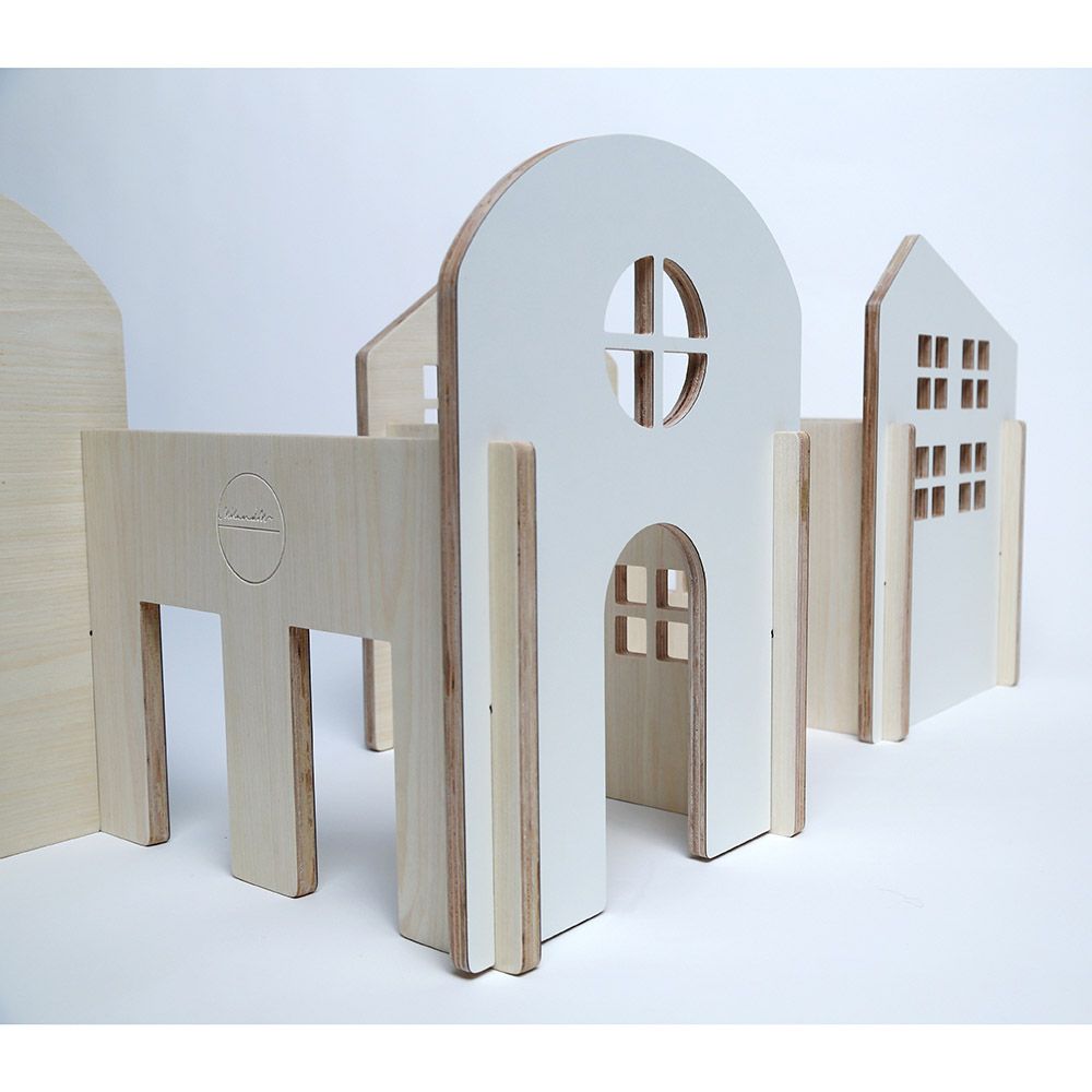 Mkandm - Skyline Wooden Building Toy - White - 8pcs