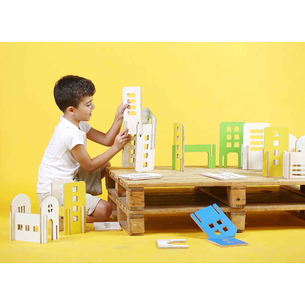 Mkandm - Skyline Mini Wooden Building Toy - 16pcs