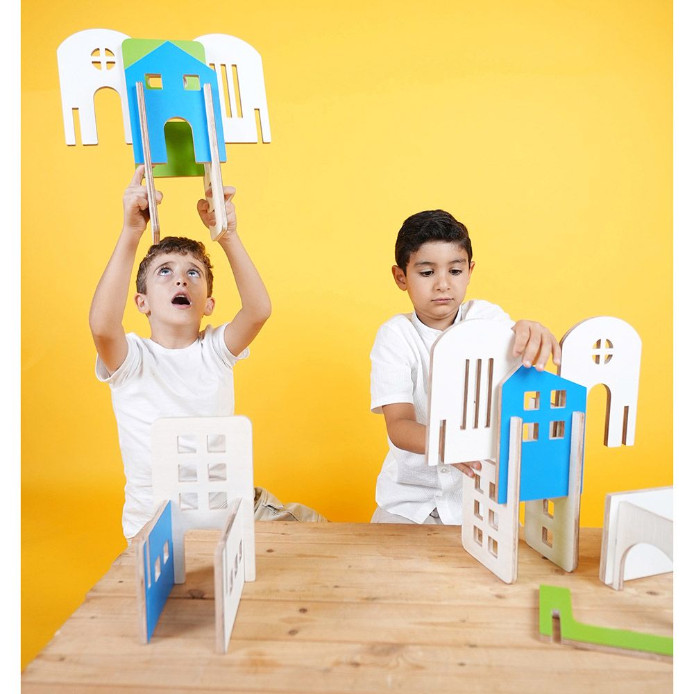 Mkandm - Skyline Mini Wooden Building Toy - 16pcs