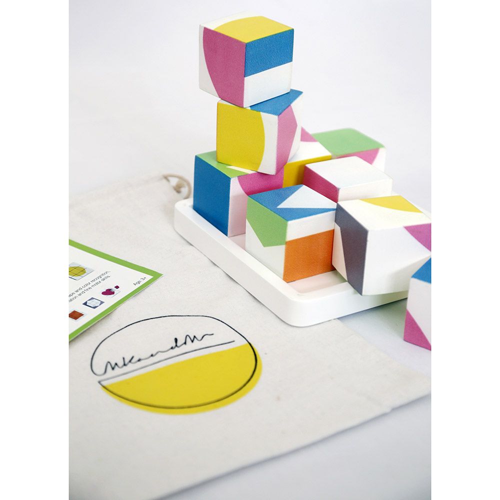 Mkandm - Wonder Cubes Wooden Toy With 6 Blocks - White