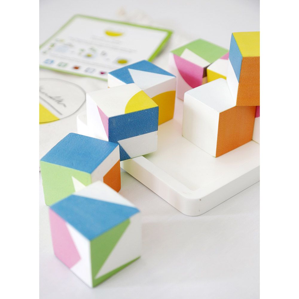 Mkandm - Wonder Cubes Wooden Toy With 6 Blocks - White