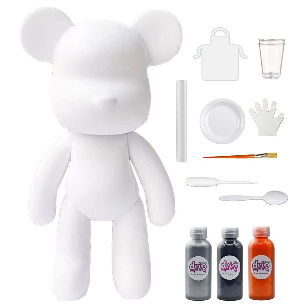 Dubai Drip Art - DIY Acrylic Fluid Paint Bear Complete Art Kit - 18 cm