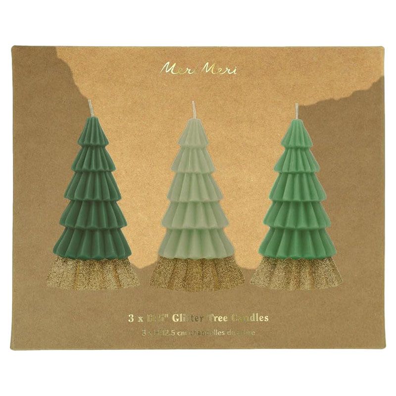 Meri Meri - Green Tree Candles - 3pcs