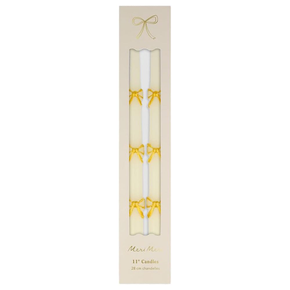 Meri Meri - Gold Bow Taper Candles - 2pcs