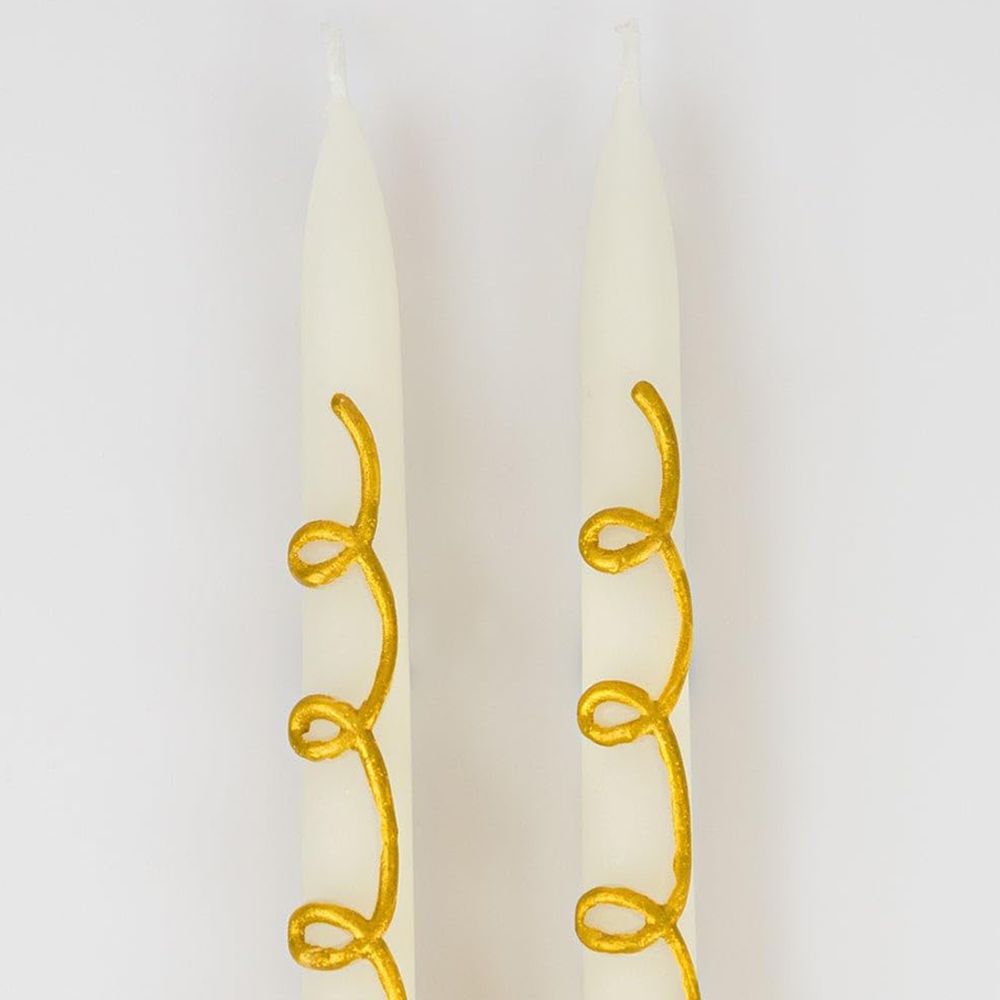 Meri Meri - Gold Swirl Taper Candles - 2pcs