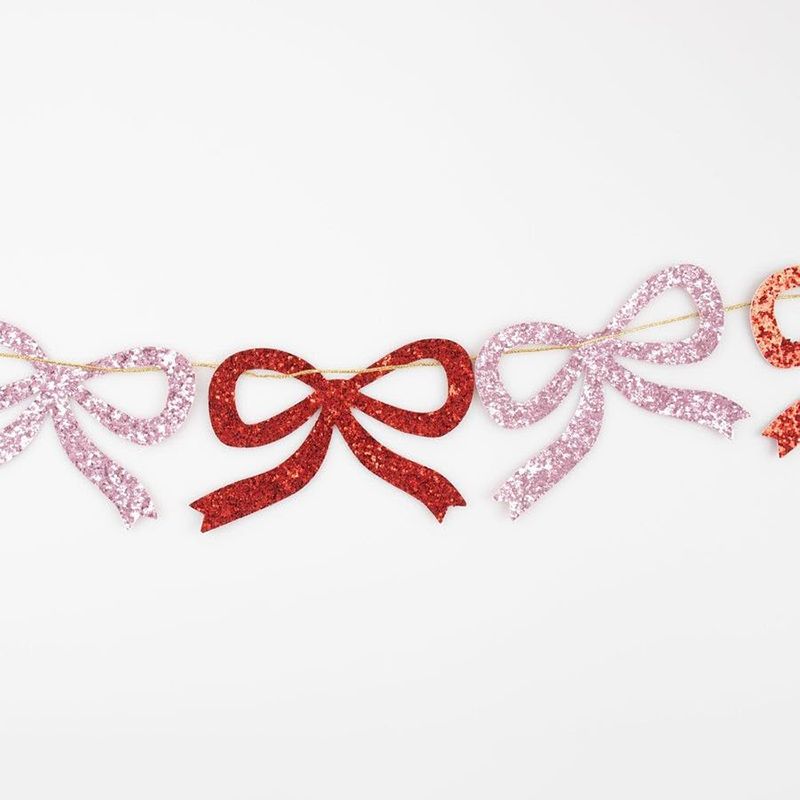 Meri Meri - Red & Pink Glitter Bow Garland