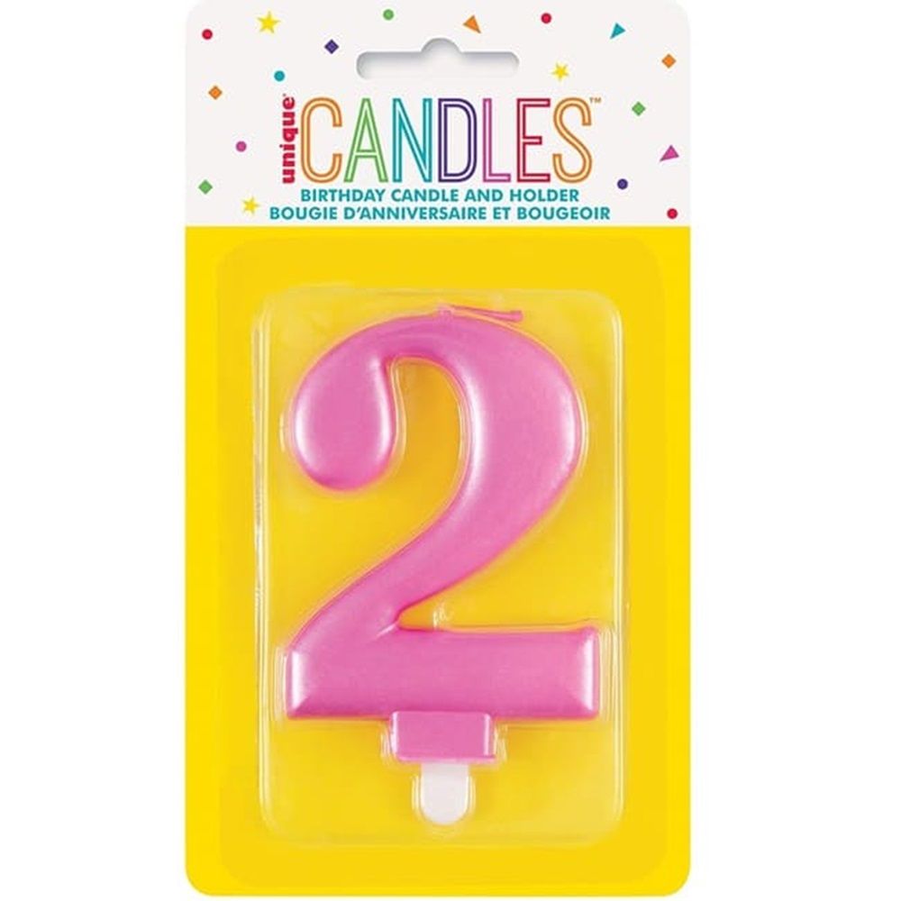 Unique - Number 2 Birthday Candle - Pink