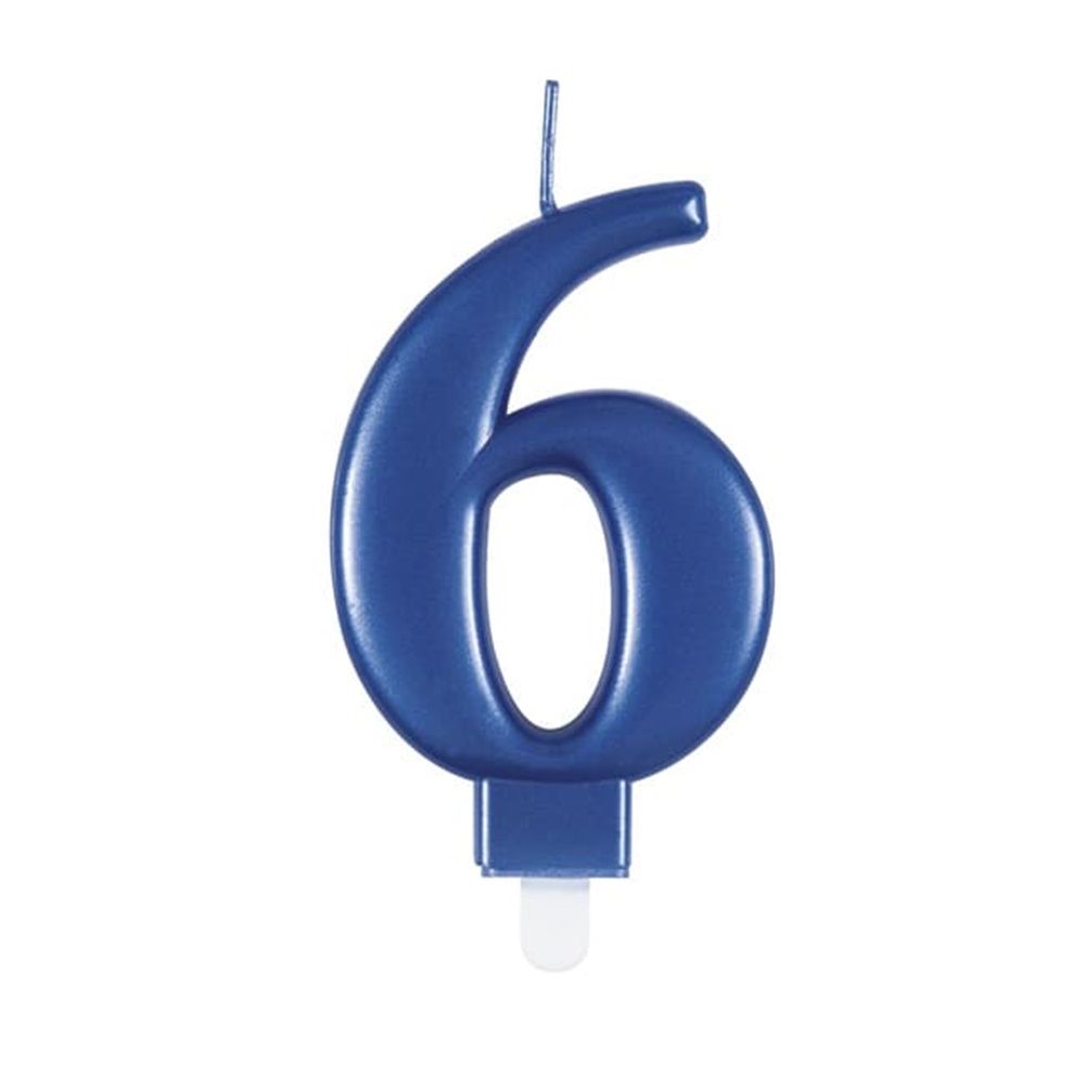 Unique - Number 6 Birthday Candle - Blue