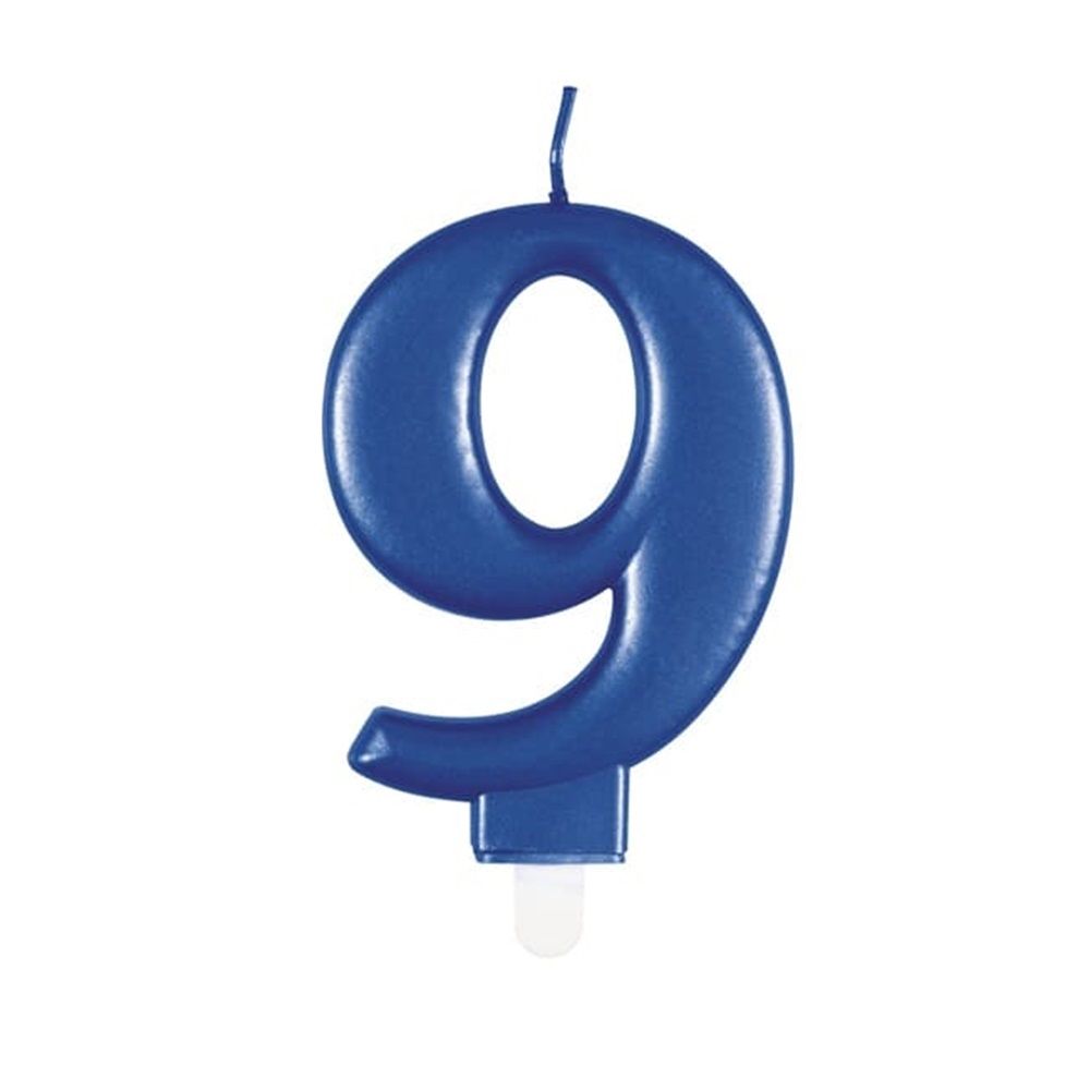 Unique - Number 9 Birthday Candle - Blue