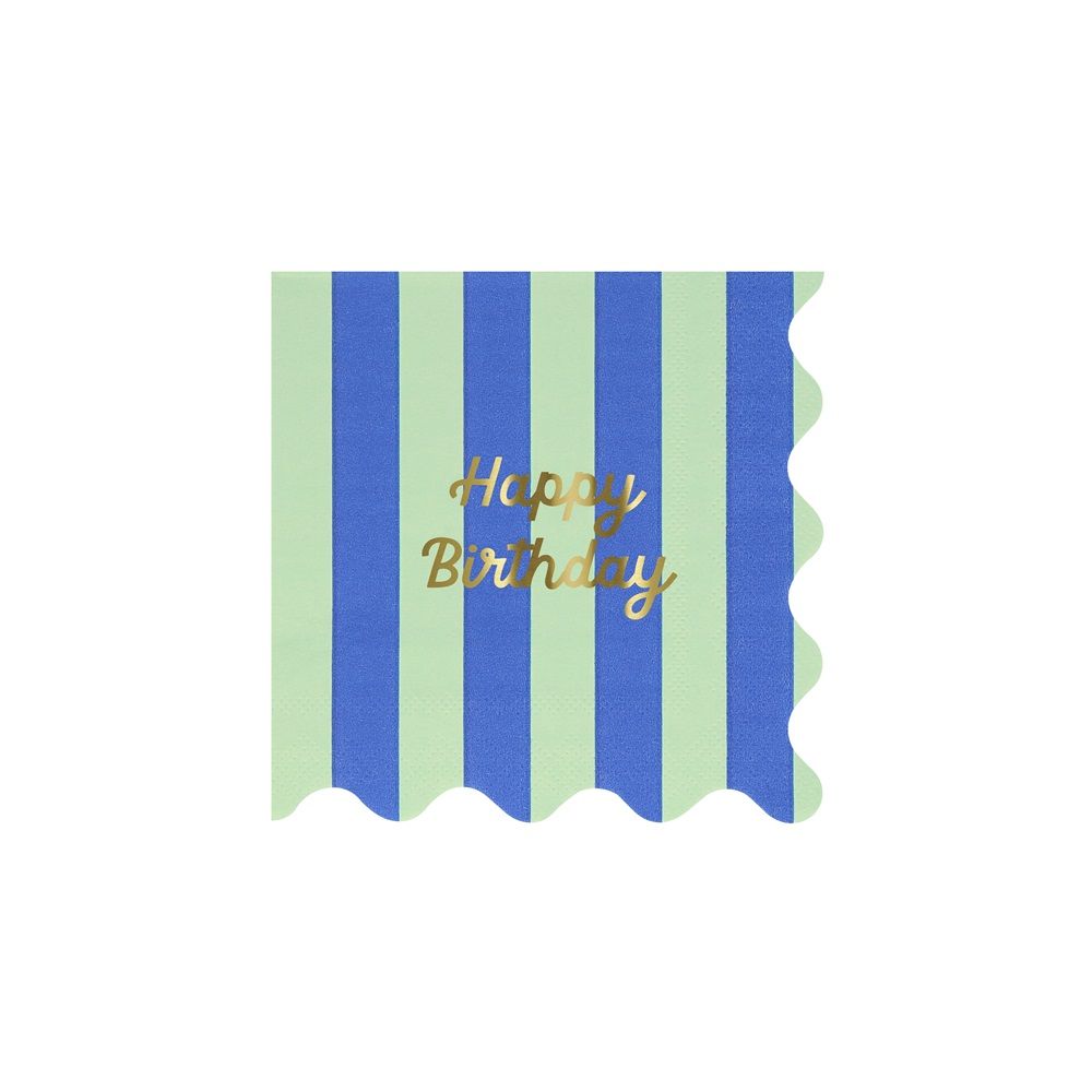 Meri Meri - Stripe Happy Birthday Small Napkins