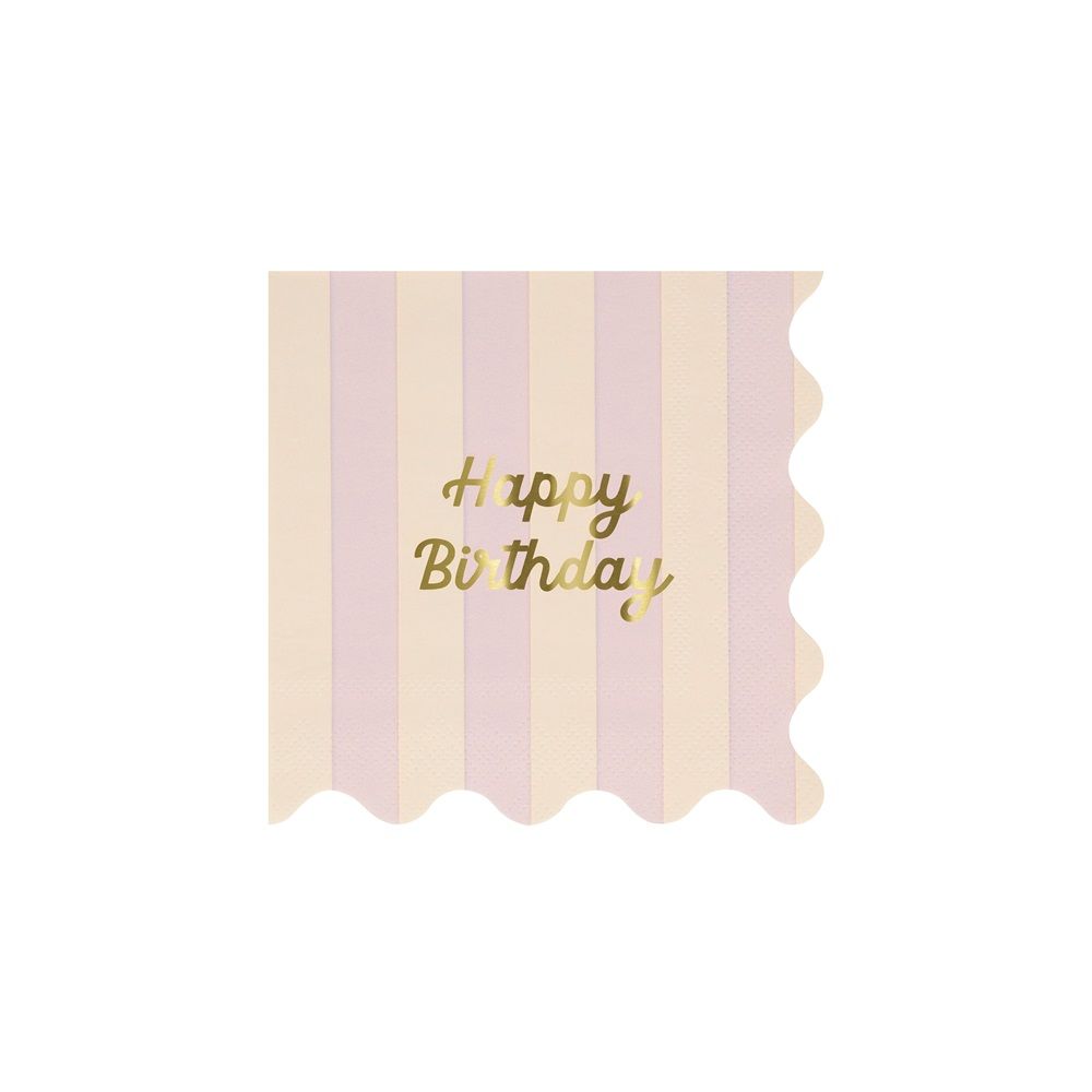 Meri Meri - Stripe Happy Birthday Small Napkins