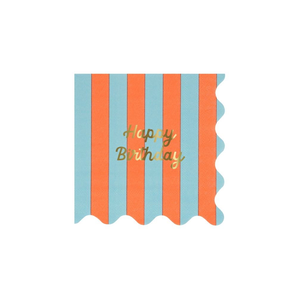 Meri Meri - Stripe Happy Birthday Small Napkins