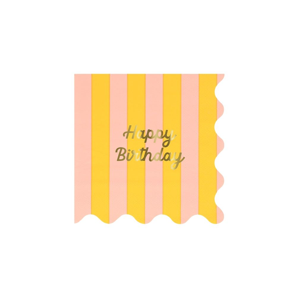 Meri Meri - Stripe Happy Birthday Small Napkins