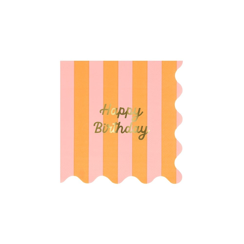 Meri Meri - Stripe Happy Birthday Small Napkins