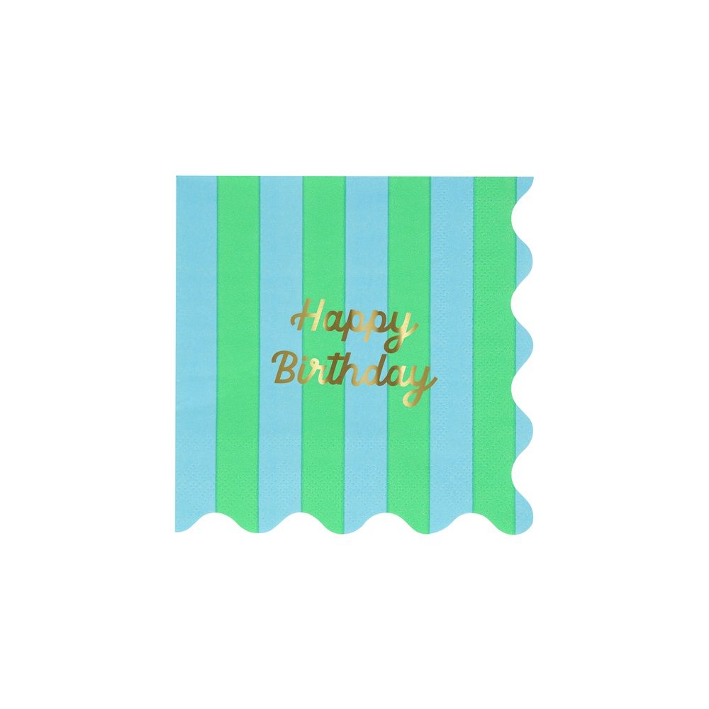 Meri Meri - Stripe Happy Birthday Small Napkins