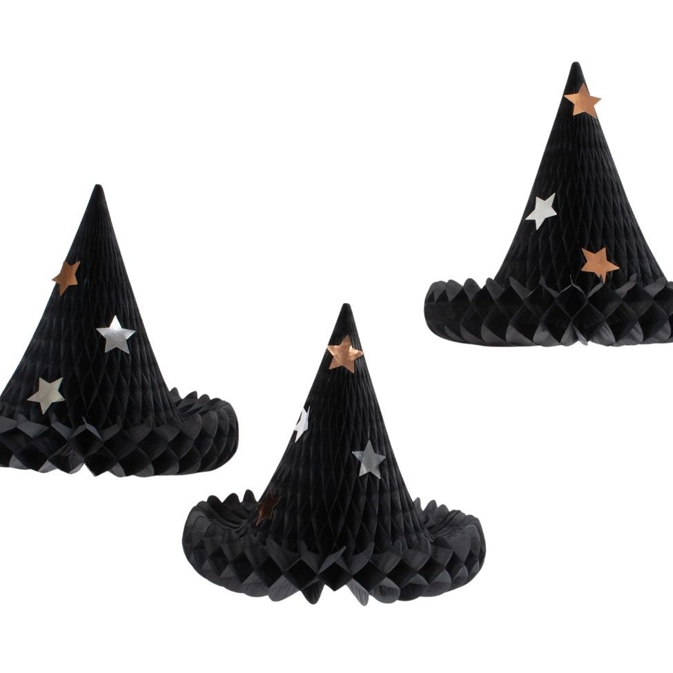 Meri Meri - Honeycomb Witch Hat Decorations Pack Of 3