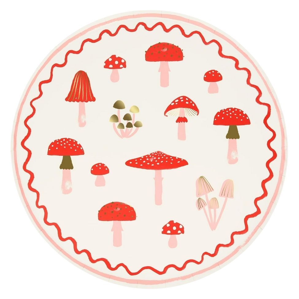 Meri Meri - Merry Mushrooms Dinner Plates Pack Of 8