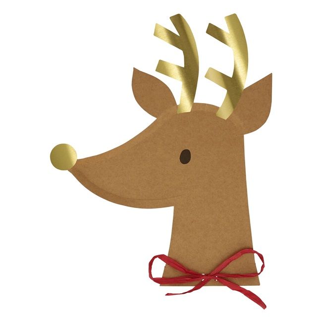 Meri Meri - Reindeer With Raffia Bow Plates Pack Of 8