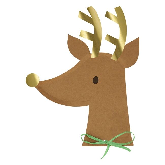 Meri Meri - Reindeer With Raffia Bow Plates Pack Of 8