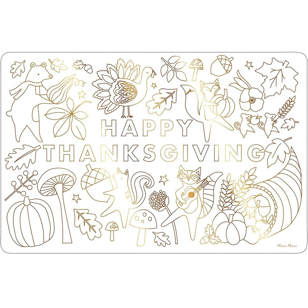 Meri Meri - Thanksgiving Coloring Placemats - Pack of 8