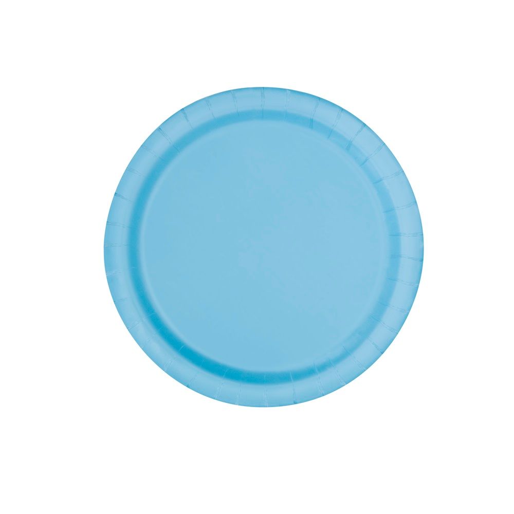 Unique - Party Paper Plates - Powder Blue - 23 cm - Pack of 16