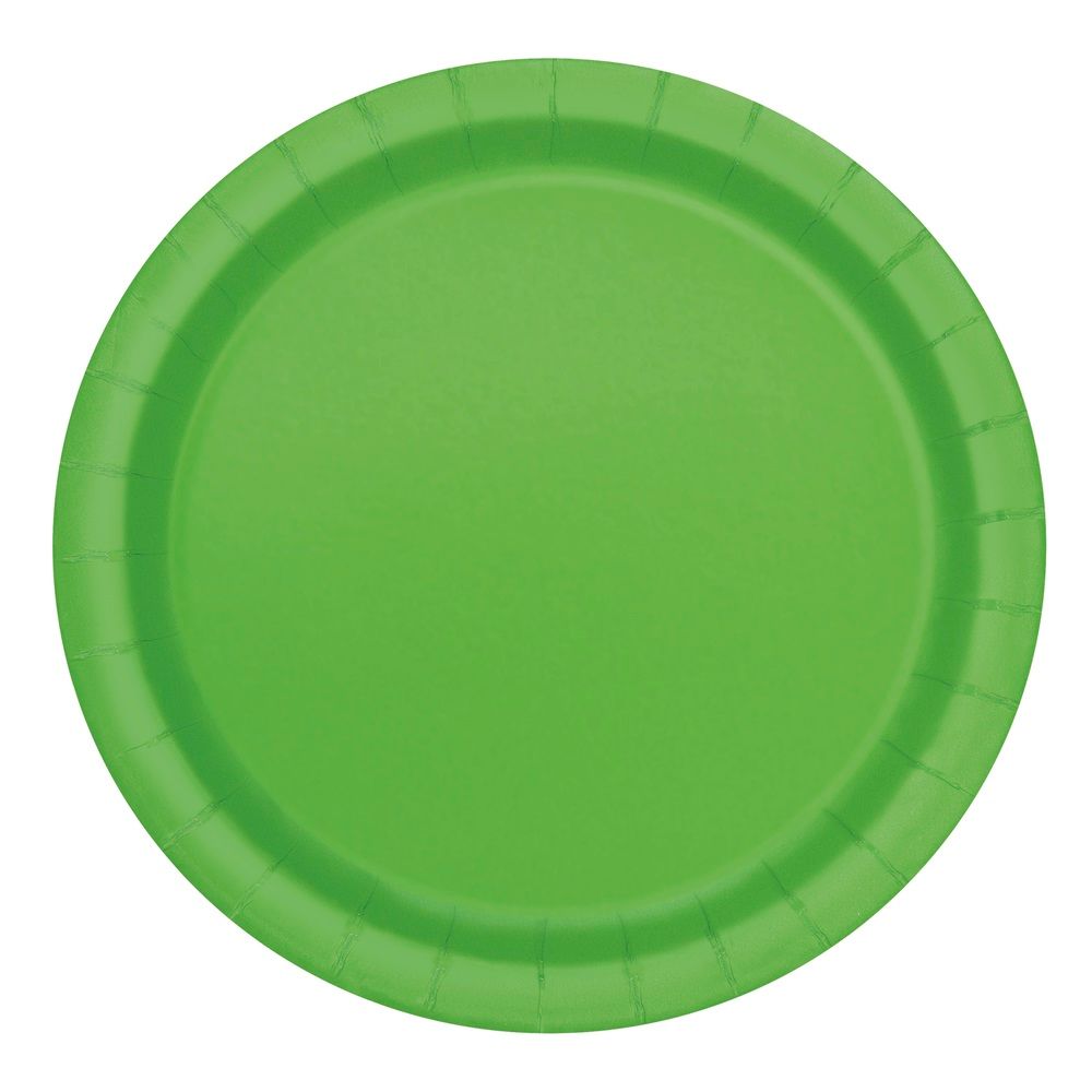 Unique - Party Paper Plates - Lime Green - 18 cm - Pack of 20