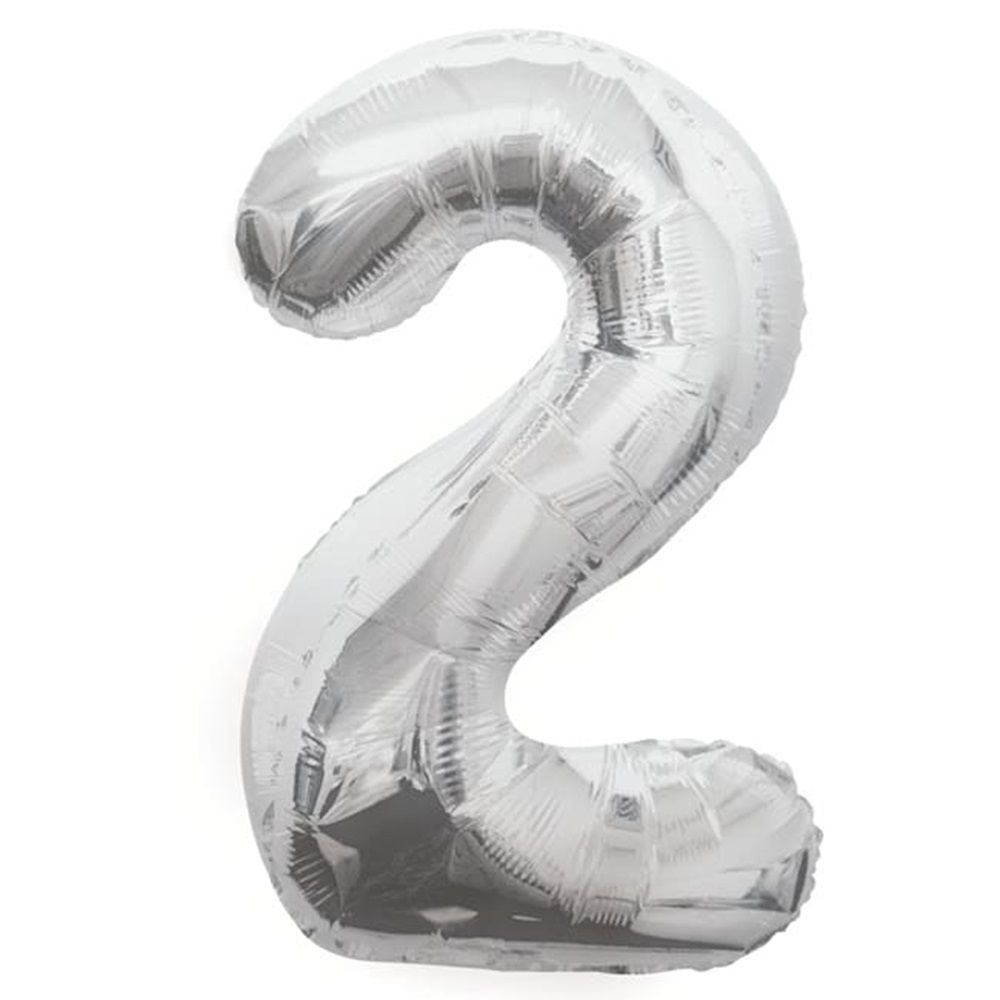 Unique - Number 2 Foil Balloon - Silver - 34-Inch