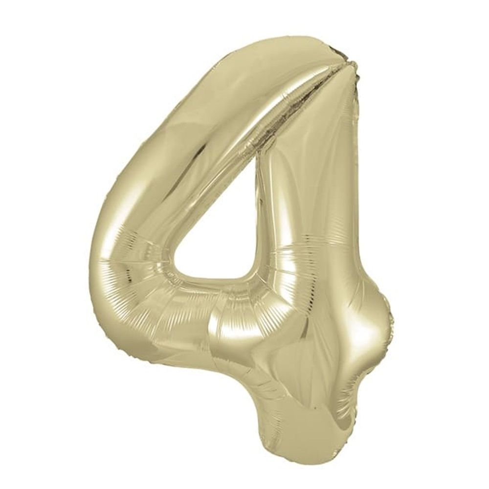 Unique - Number 4 Foil Balloon - Gold - 34-Inch