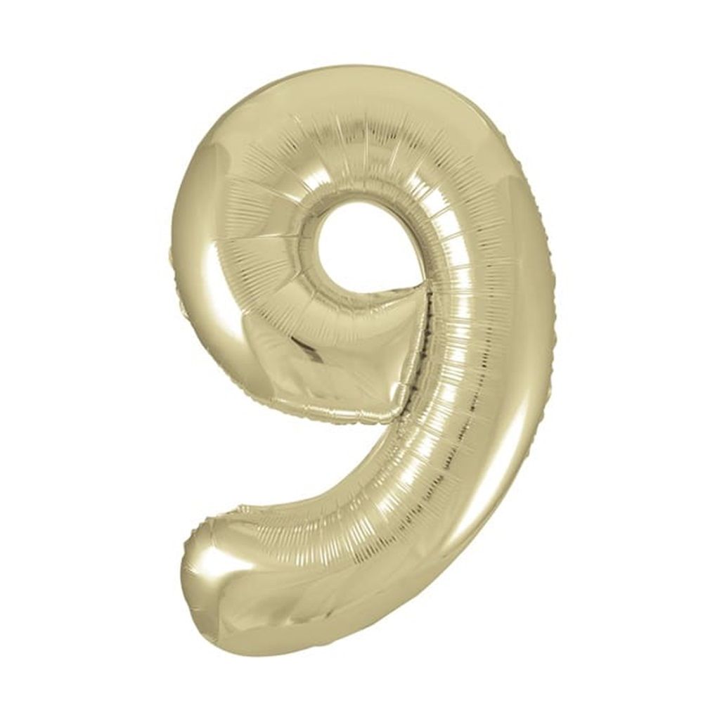 Unique - Number 9 Foil Balloon - Gold - 34-Inch