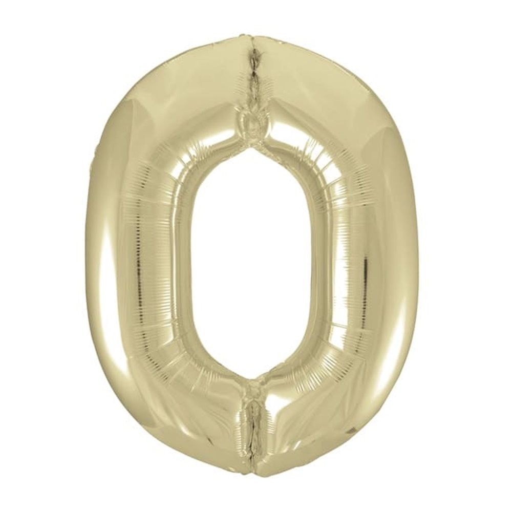 Unique - Number 0 Foil Balloon - Gold - 34-Inch