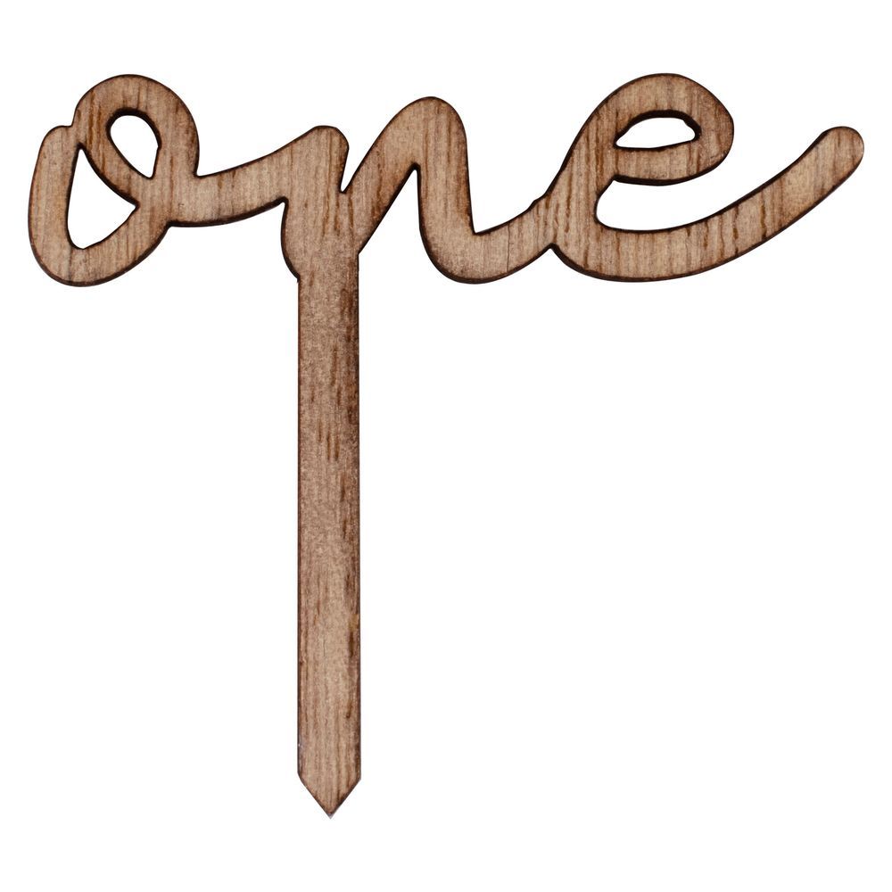 Ginger Ray - Wooden 'One' 1st Birthday Cupcake Toppers 6 Pcs