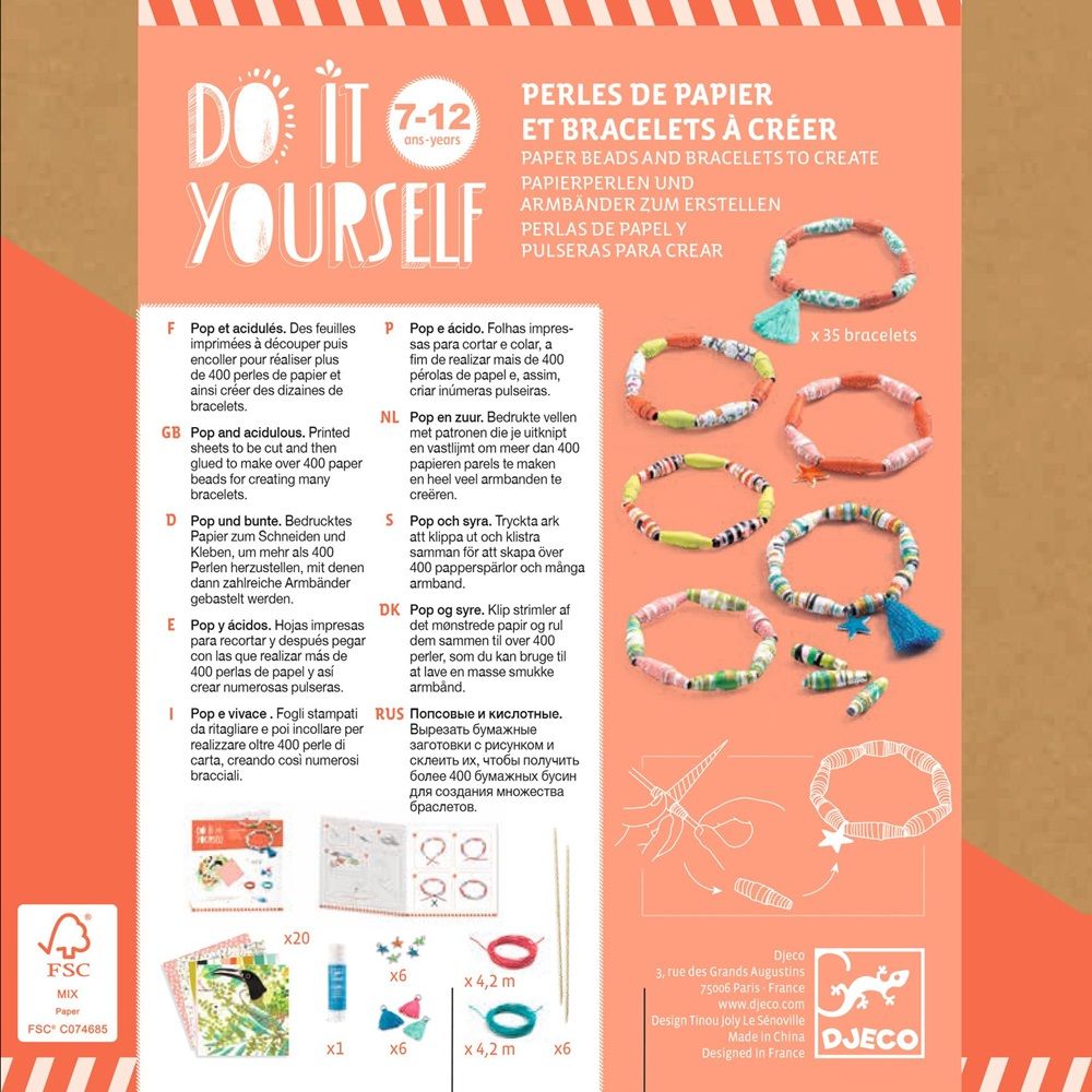 Djeco - Do It Yourself Craft Kit - Pop And Colourful Bracelets