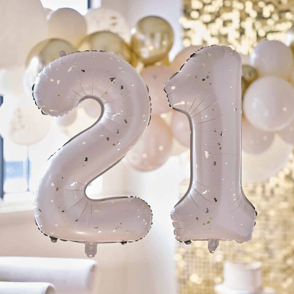 Ginger Ray - Gold Speckle 21st Birthday Balloons