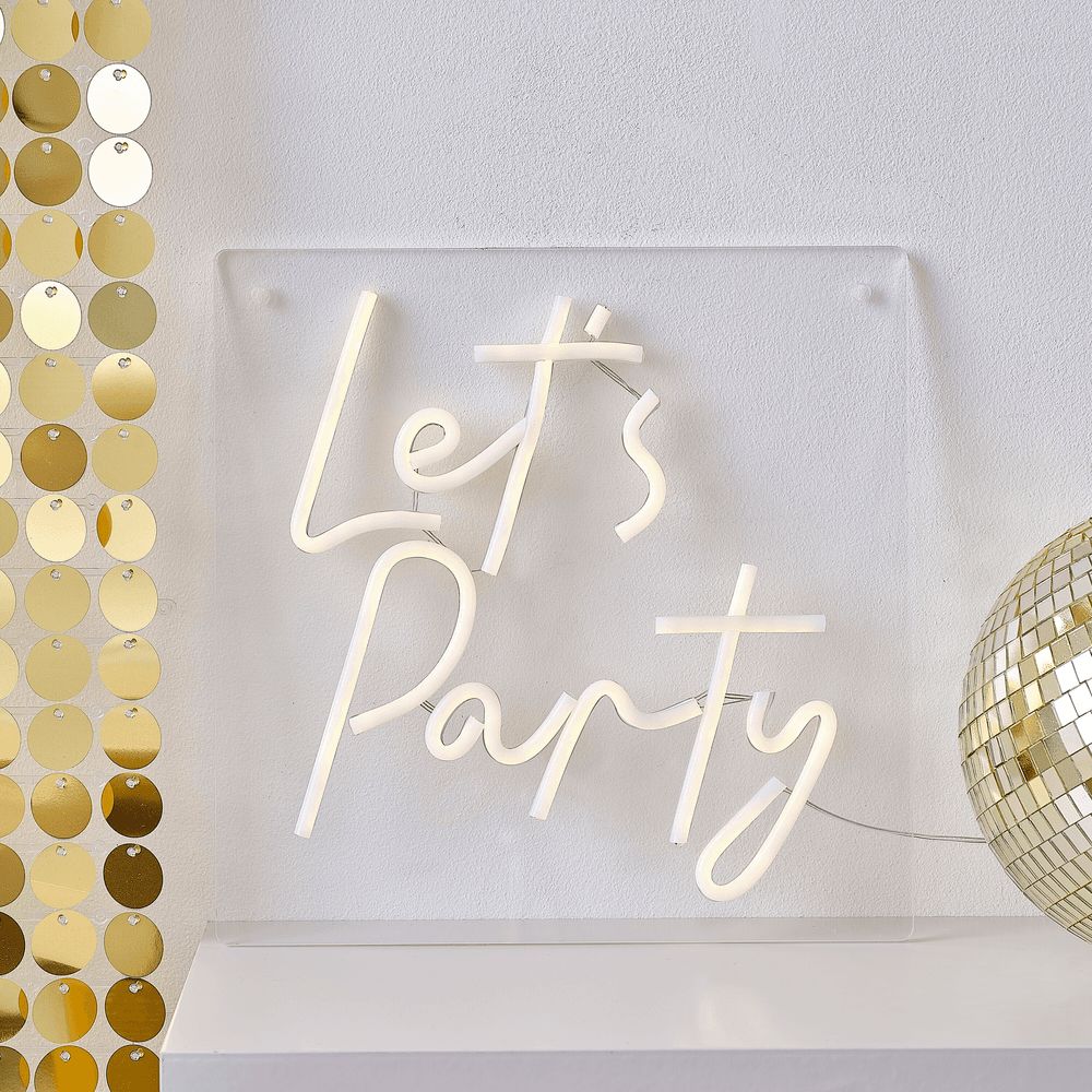 Ginger Ray - Let's Party Neon Light - White