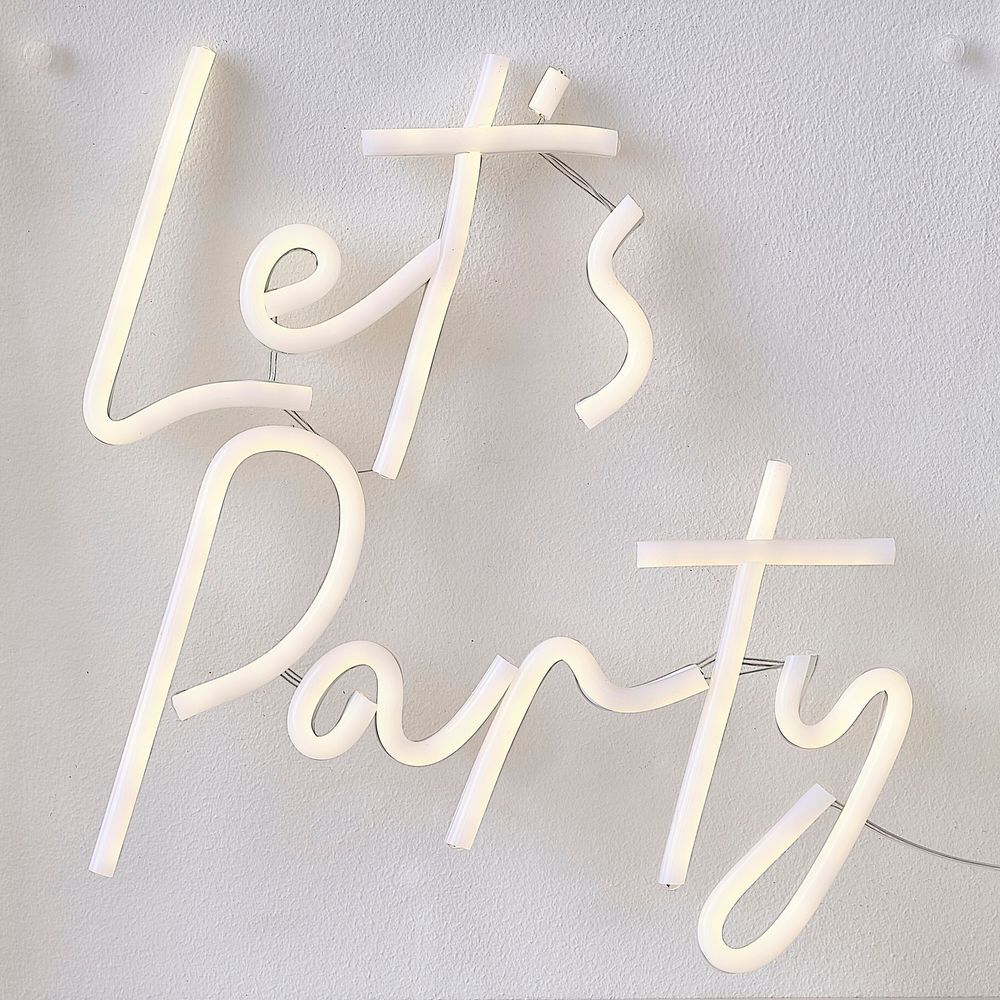 Ginger Ray - Let's Party Neon Light - White